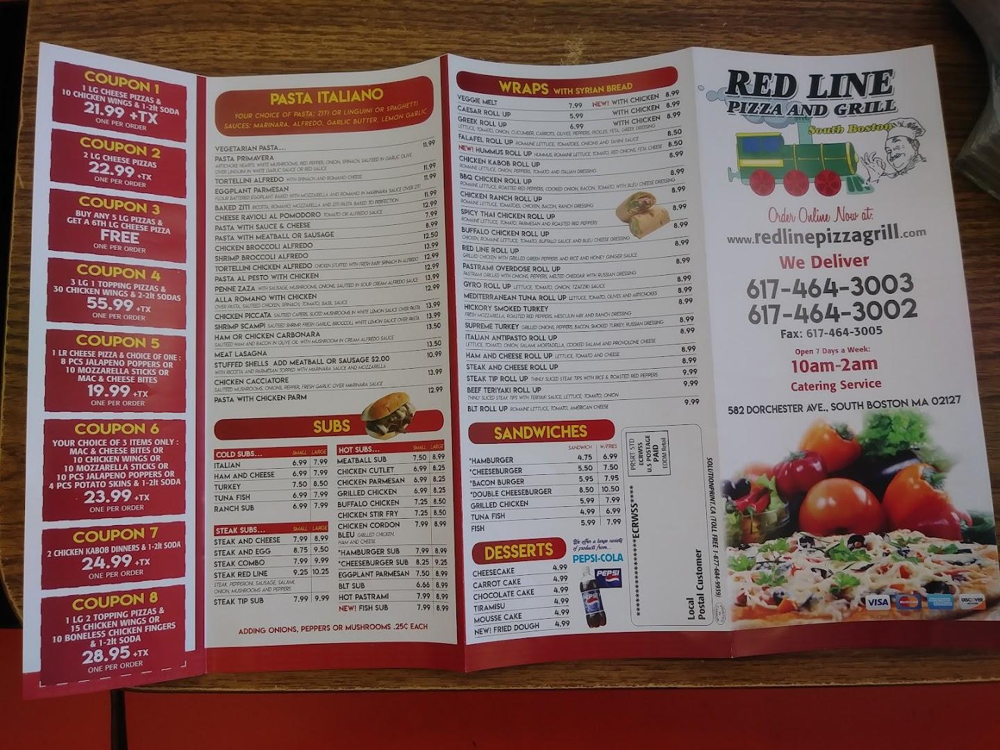 Red Line Pizza Menu